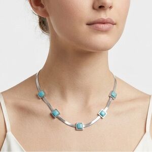 Silver Plated turquoise necklace snake chain Stainless Steel womens jewelry